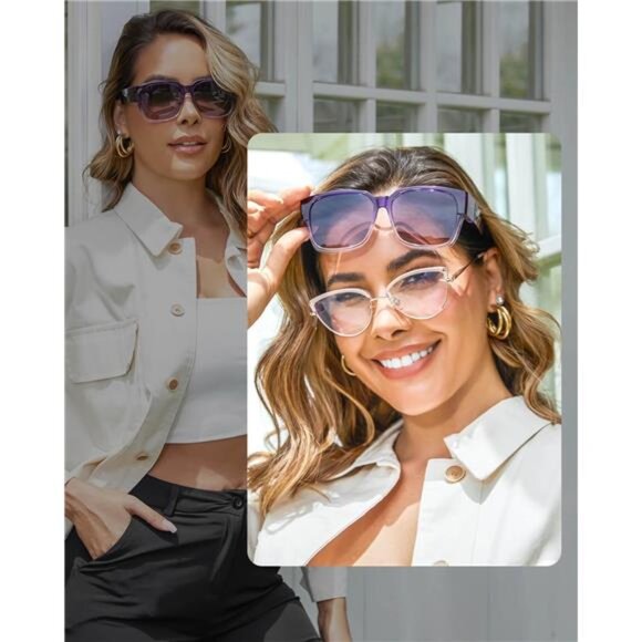 Polarized Fit Over Glasses Sunglasses for Women, Square Wrap Around main image 8